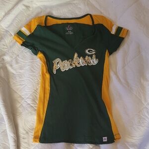 Green Bay Packers Women's Green and Gold Top